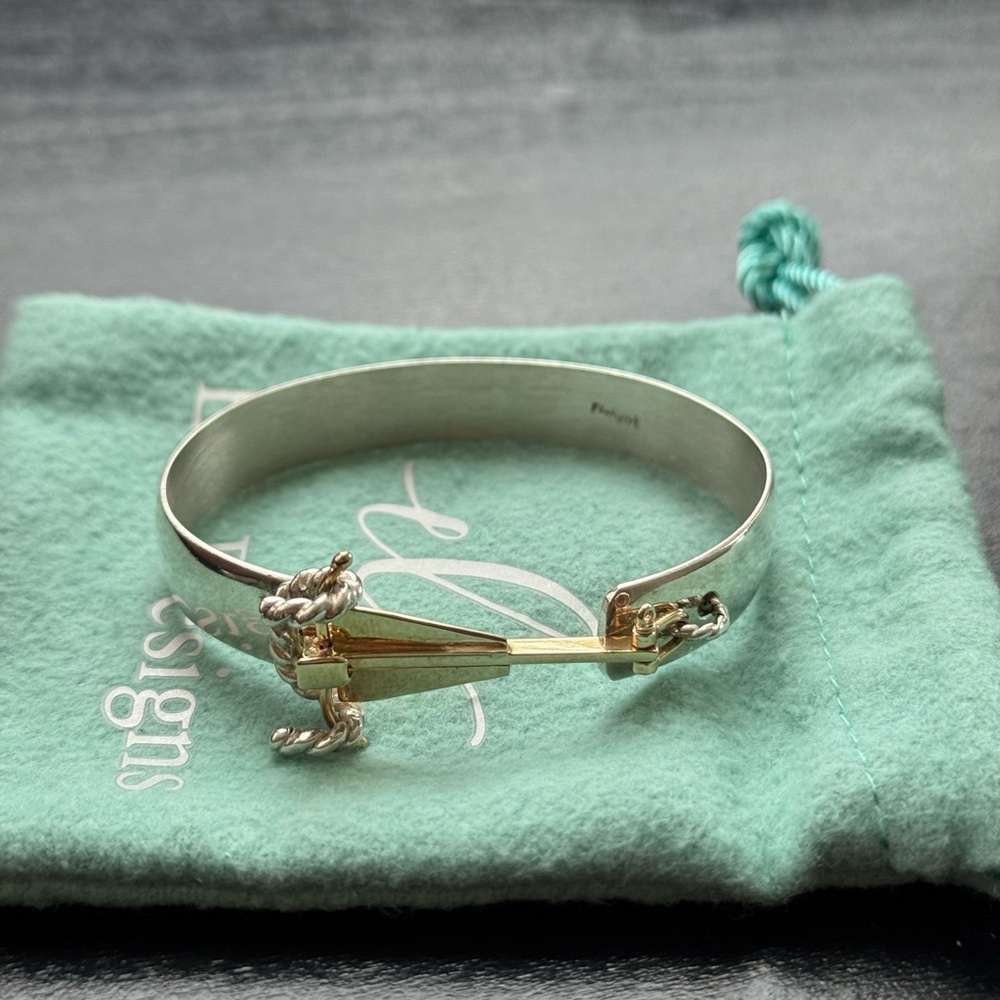 Cape Cod Anchor Cuff Bracelet in SS/Gold - Picture 2 of 10